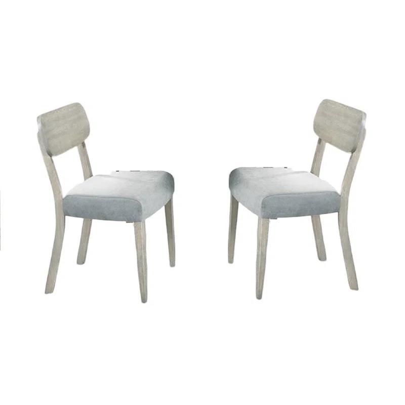 Corrigan Studio® Natural Wood Grain Color Set Of 2Pc Dining Chairs Rubber Wood Dining Room Furniture Fabric Cushion Seat