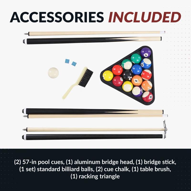 Hathaway Games Hathaway Augusta 8 Ft Furniture Pool Table – Includes Cue Sticks, Billiard Balls – Classic Design Perfect for Family, Home, Dining, or Living Room