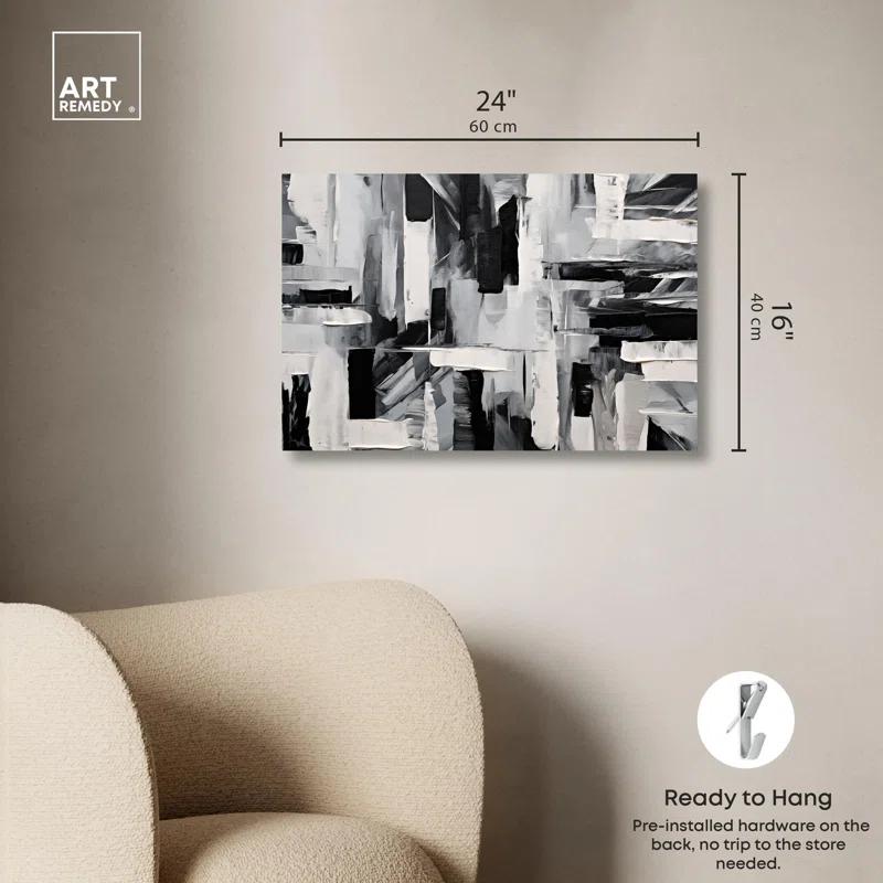 Art Remedy Melosa Canvas Modern Black White Abstract Wall Art by Art Remedy