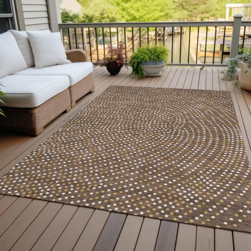 Machine Washable Indoor/Outdoor Chayden ACN1021 Brown 9' x 12' Rug