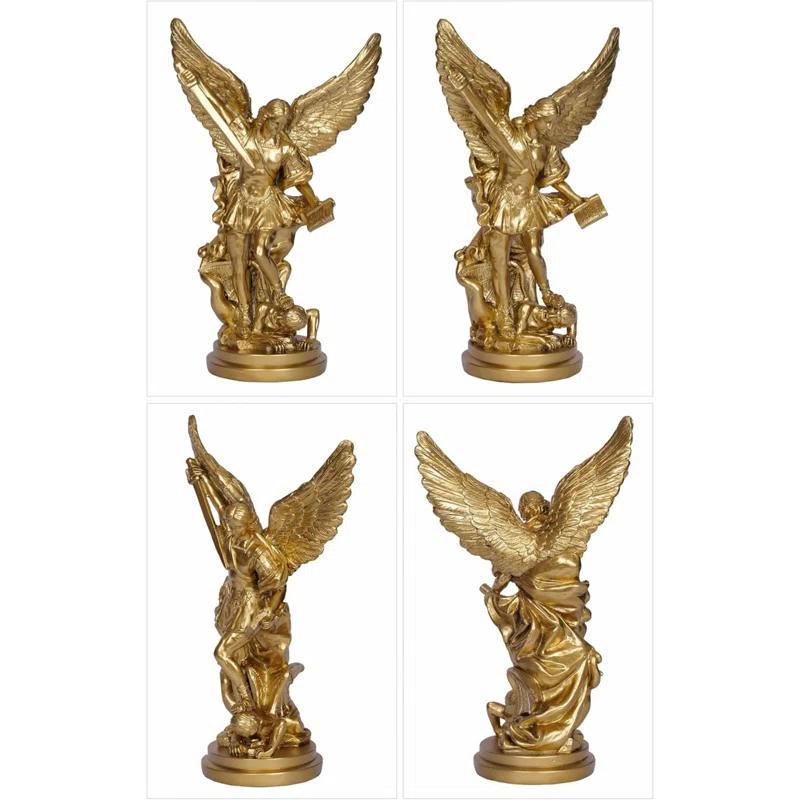 Trinx 12.2In St Michael Archangel Statue San Miguel Arcangel Statue Saint Michael Defeating Satan Michael Angel Statue Collection Figurines St. Michael Bronze Sculpture Archangel Michael Statue