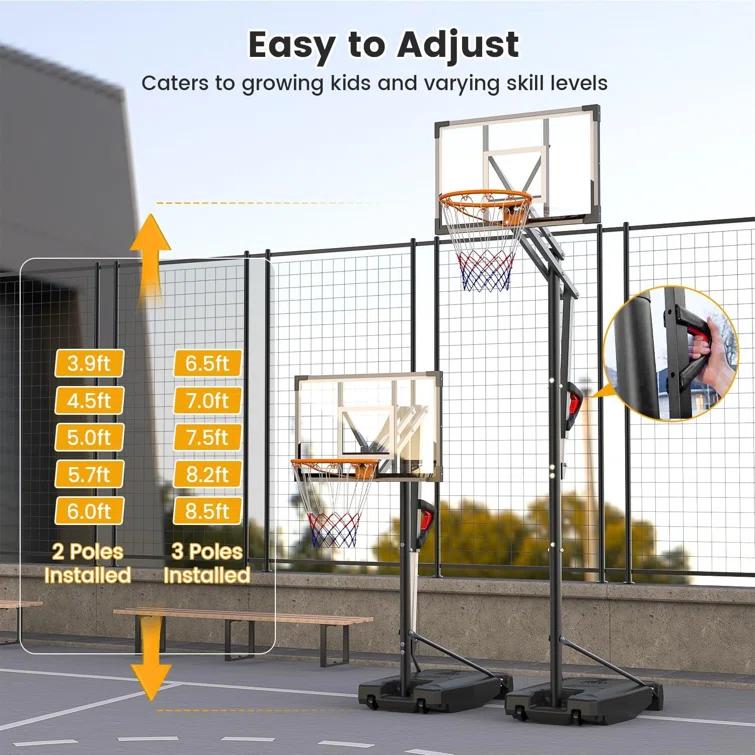 Dayago Adjustable Heights  33" W Portable Basketball Hoop