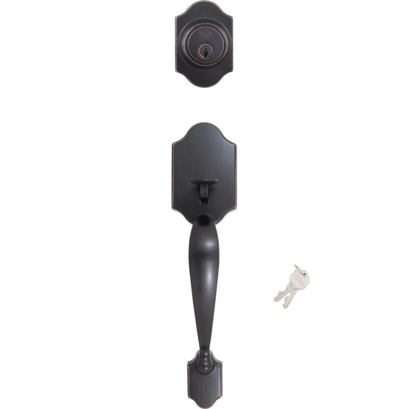 Cedar Brook Exterior Portion Handleset with Single Cylinder Deadbolt (Interior Portion Sold Separately)