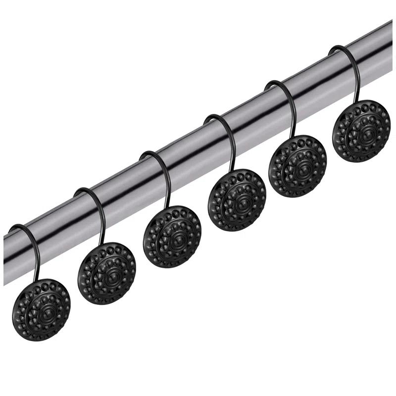 Home Mart Goods 12 Piece Set - Matte Black Heavy Duty Shower Curtain Hooks Rings Rustproof Metal