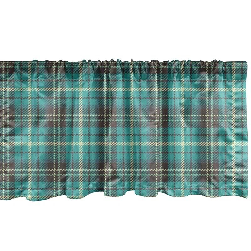 Ambesonne Ambesonne Brown Plaid Valance Pack of 2 Plaid Form with Stripes Cream Taupe Dark Seafoam
