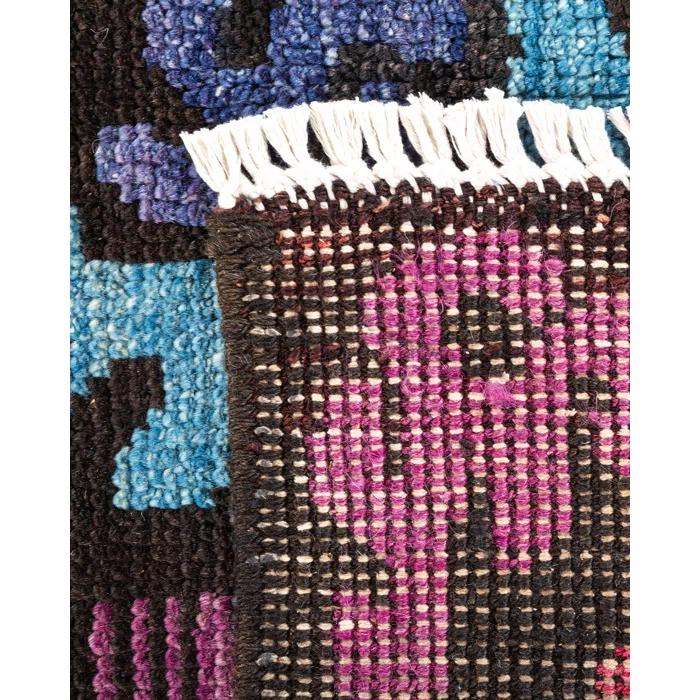 Adorn Luxe Hand-Knotted Wool Area Rug in Purple, Blue, and Pink