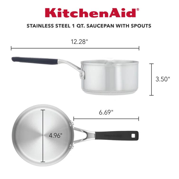 KitchenAid® KitchenAid Stainless Steel Induction Sauce Pan with Pour Spouts, 1 Quart