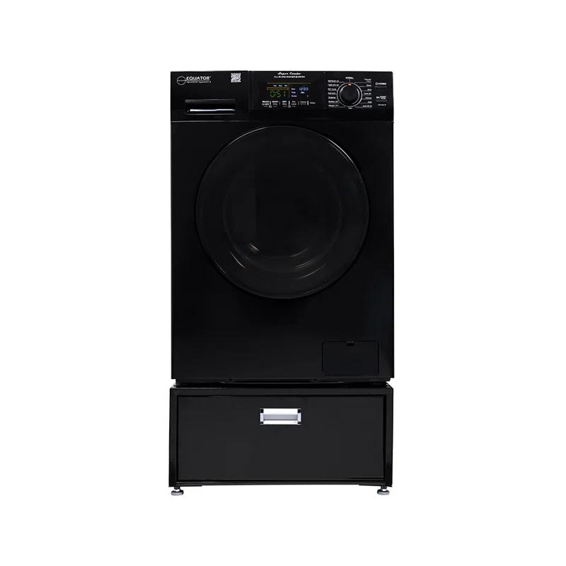 Equator Advanced Appliances All-in-one Washer Dryer Ventless FULLY BUILTIN 0-CLEARANCE 1.62cf/15lbs 110V 1400RPM with Pedestal EZ 4700 C + PDL 4455 Black