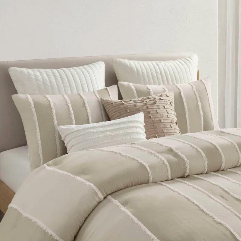 INK+IVY Shay 3 Piece Striped Cotton Duvet Cover Set