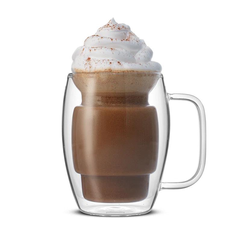 JoyJolt JoyJolt Cadus Double Wall Coffee Tea Glasses, 16oz (Set of 2)