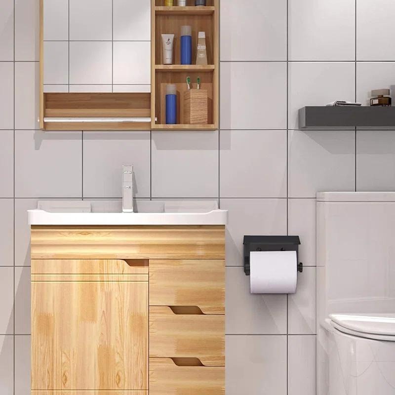 Stainless Steel Wall Mounted Toilet Paper Holder With Shelf - Durable & Convenient