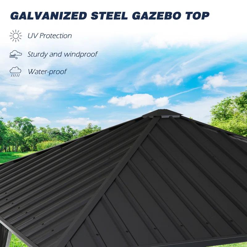 Peak Home Furnishings Hardtop 10 Ft. W x 10 Ft. D Aluminum Patio Gazebo