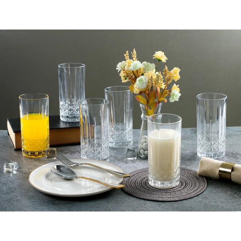 Lorren Home Trends Lorren Home Trends Tall 12 Ounce Drinking Glass-Textured Cut Glass (Set of 6)