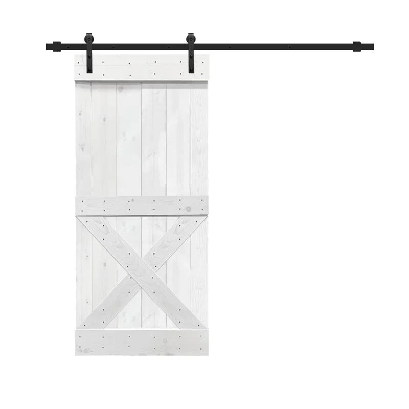 Calhome 36'' x 84'' Solid Wood Paneled Painted with Installation Hardware Kit Barn Door