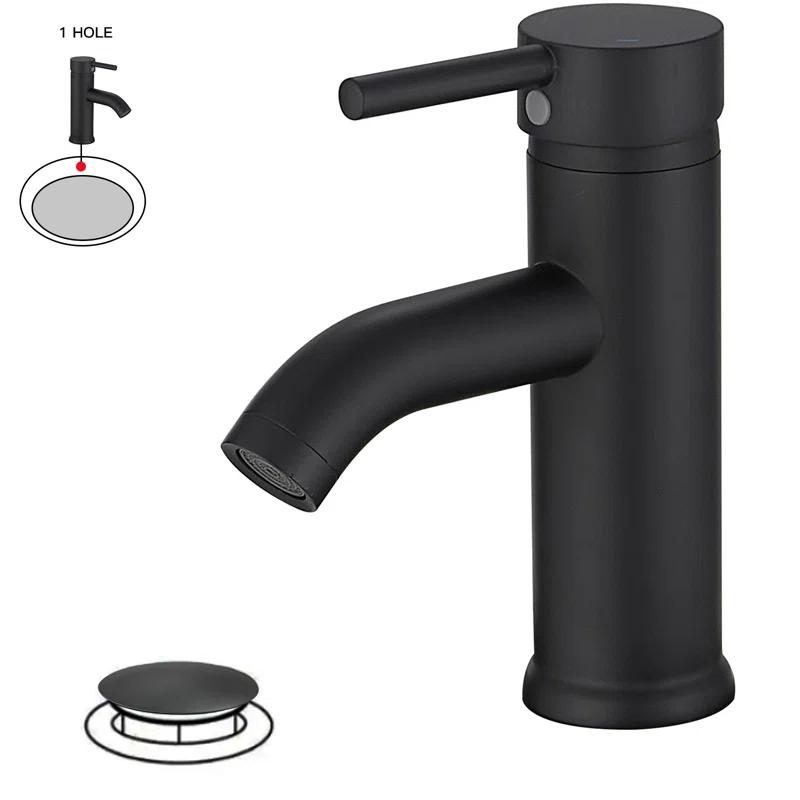 Single-Hole Single-handle Bathroom Faucet with Drain Assembly