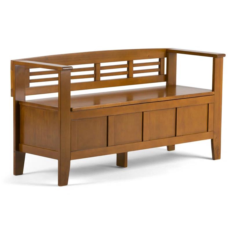 Simpli Home Adams Solid Wood Entryway Lift Top Storage Bench
