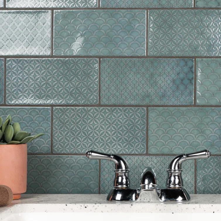 Merola Tile Camden 4" x 8" Ceramic Patterned Subway Wall Tile