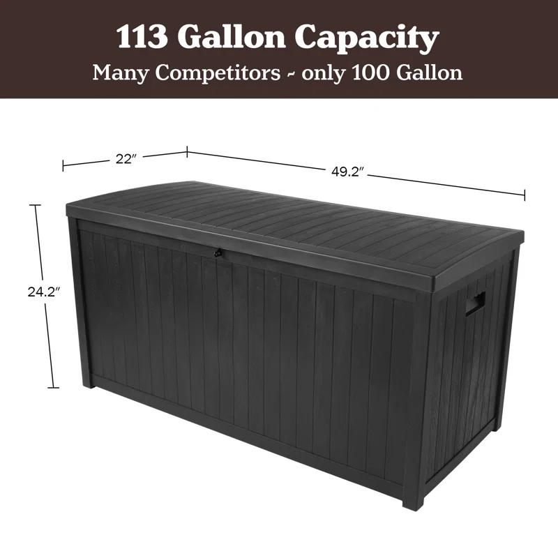 Pure Garden Outdoor Storage Box - 113 Gallon Lockable Deck Box for Pool Accessories, Patio Furniture Cushions, or Package Delivery for Outside by Pure Garden
