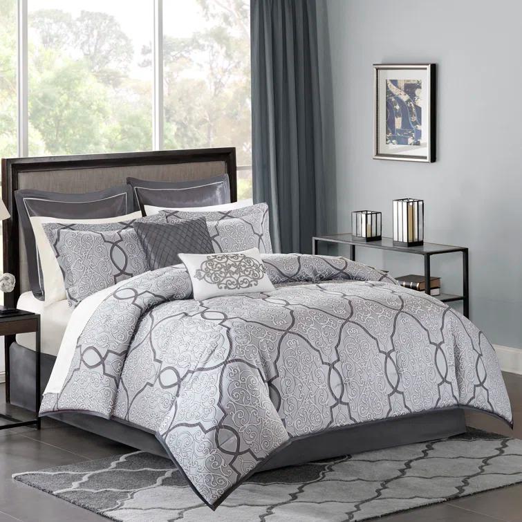 Madison Park Lavine 12 Piece Comforter Set with Cotton Bed Sheets