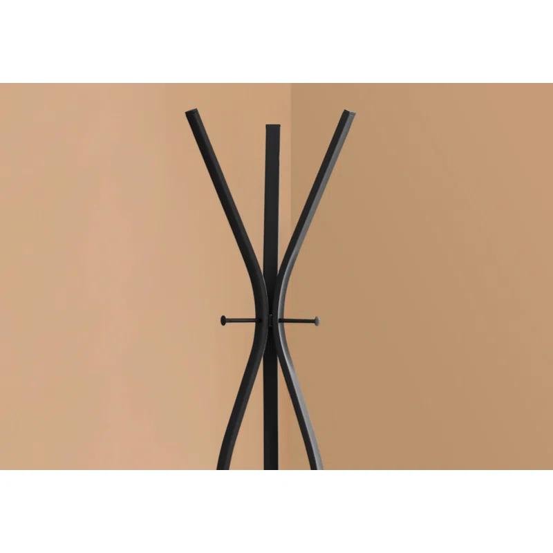 Winston Porter Coat Rack, Hall Tree, Free Standing, 3 Hooks, Entryway, 72"H, , Black Metal, Contemporary,