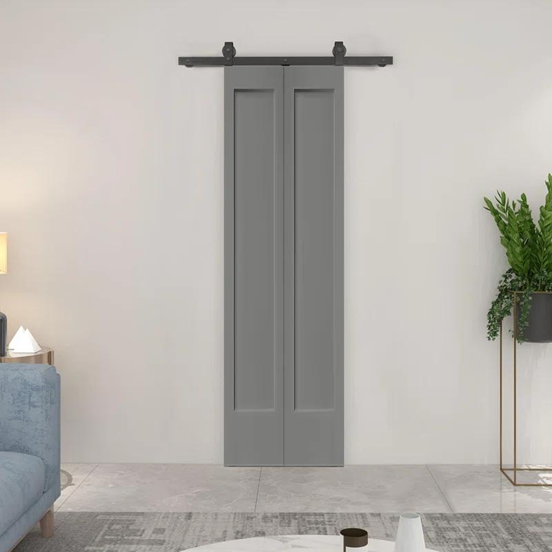 Calhome Paneled MDF Composite Bifold Barn Door with Installation Hardware Kit