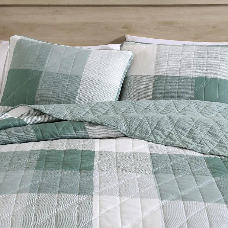 Eddie Bauer Eddie Bauer Boulder Plaid Cotton Green Quilt Set
