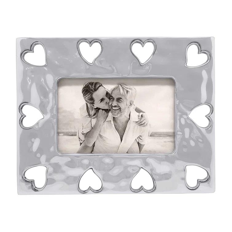 Mariposa First Comes Love Silver Metal Embossed Picture Frame
