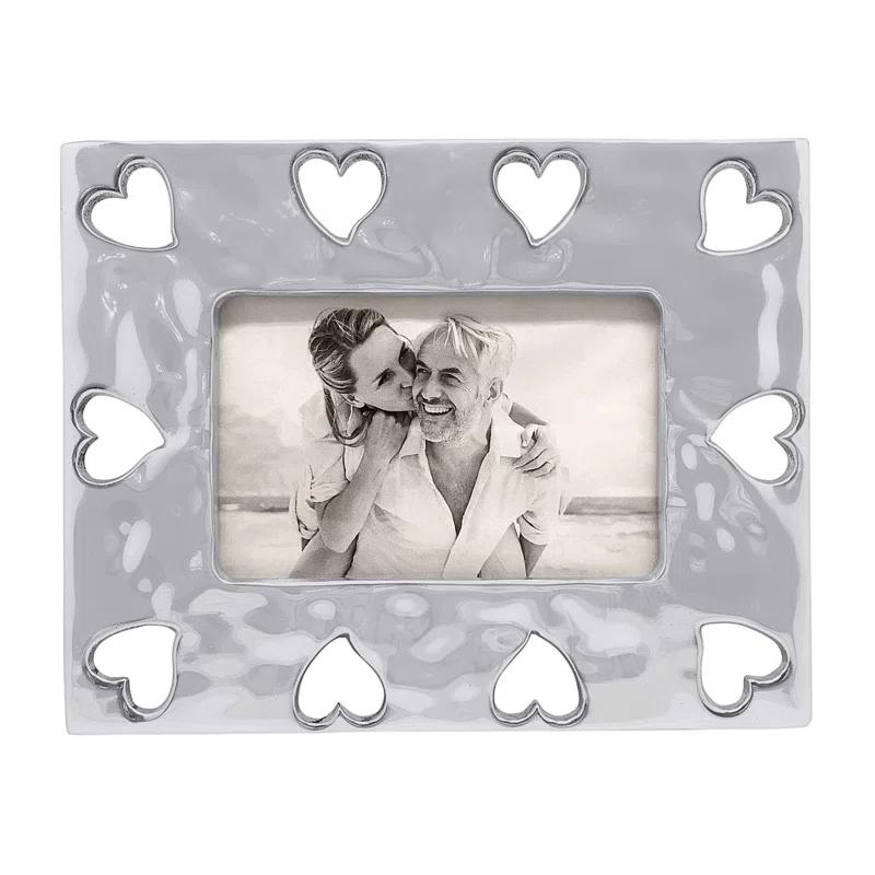 Mariposa First Comes Love Silver Metal Embossed Picture Frame