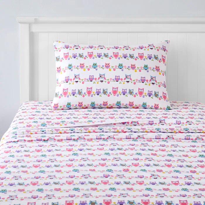 Sweet Home Collection Colorful Owls Microfiber Kids Sheet Set