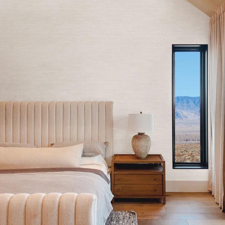 Tempaper Moire Dots Light Tan Peel and Stick Wallpaper, 20.5" x 16.5'