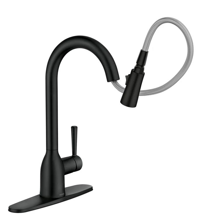 Moen Adler Pull Down Single Handle Kitchen Faucet with Accessories 87233BL
