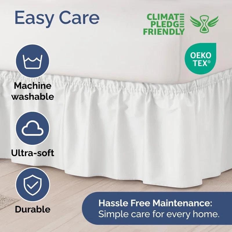 CGK Linens Ruffled Elastic Wrap Around Tailored Bed Skirt