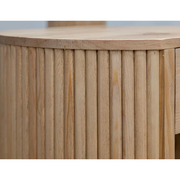 Benjara Izya 74 Inch Cocktail Coffee Table, Reeded Fluted Base, Brown Solid Wood