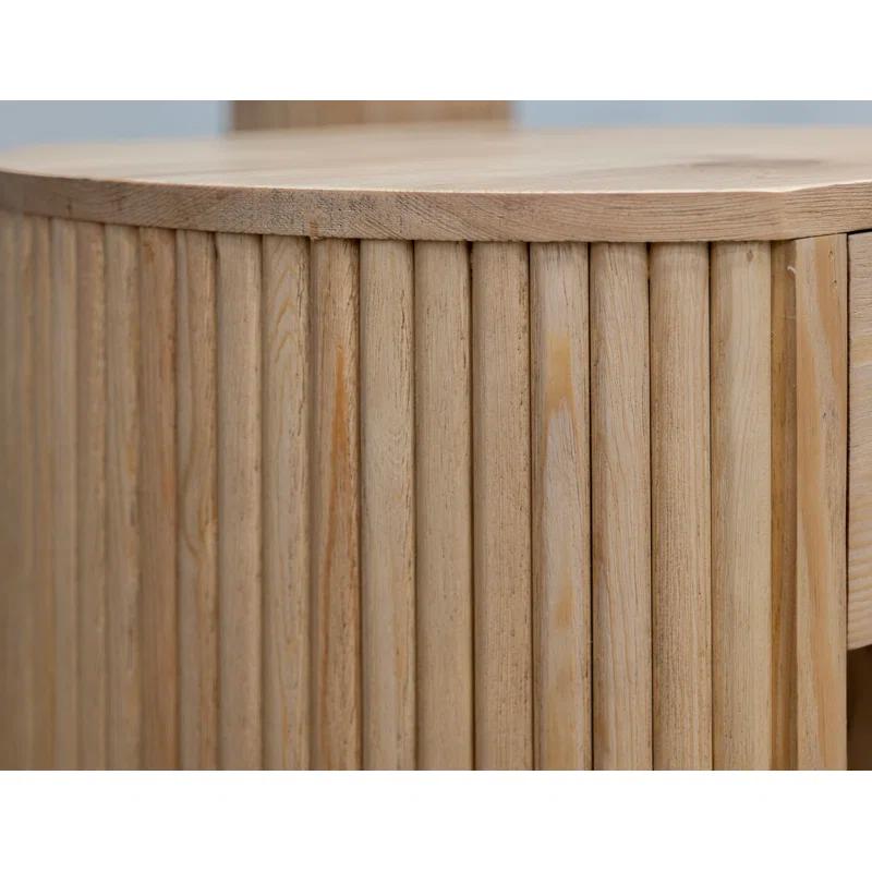 Benjara Izya 74 Inch Cocktail Coffee Table, Reeded Fluted Base, Brown Solid Wood