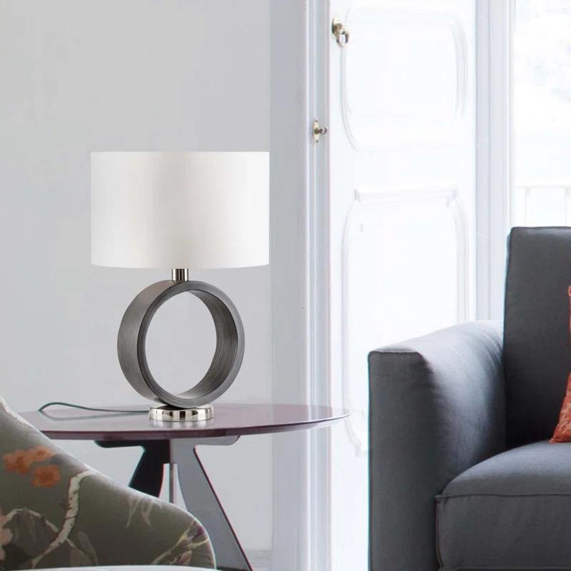 Nova of California Tracey Ring Table Lamp - 29″, Charcoal Gray, Brushed Nickel, On/Off Switch & Reviews | Wayfair