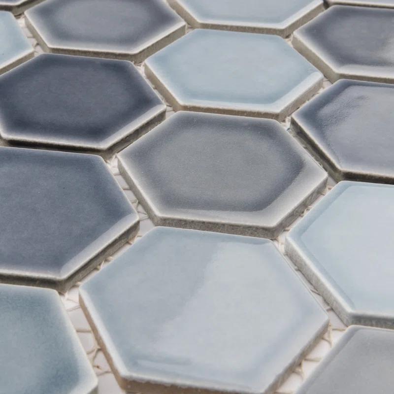 Merola Tile Hudson Due 2" Hex 10-7/8 " x 12-5/8 " Porcelain Mosaic Floor and Wall Tile