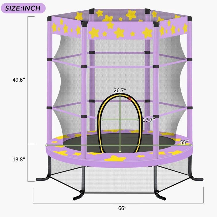wendeway 55 Inch Kids Trampoline With Safety Enclosure Net | Wayfair