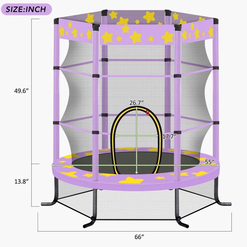 wendeway 55 Inch Kids Trampoline With Safety Enclosure Net | Wayfair