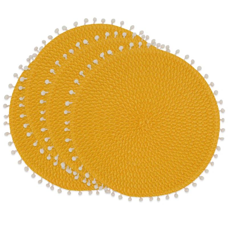 Saro Brielle Collection Polypropylene Plastic No Pattern Round Placemat (Set of 4)