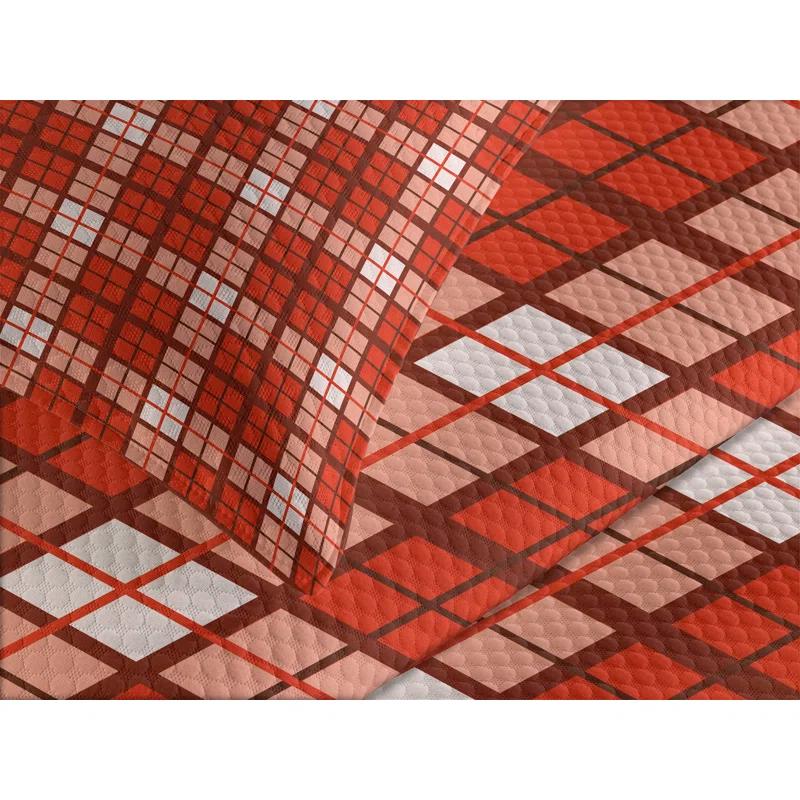 Ambesonne Ambesonne Plaid Bedspread Set Vintage Tartan Motif Vermilion White