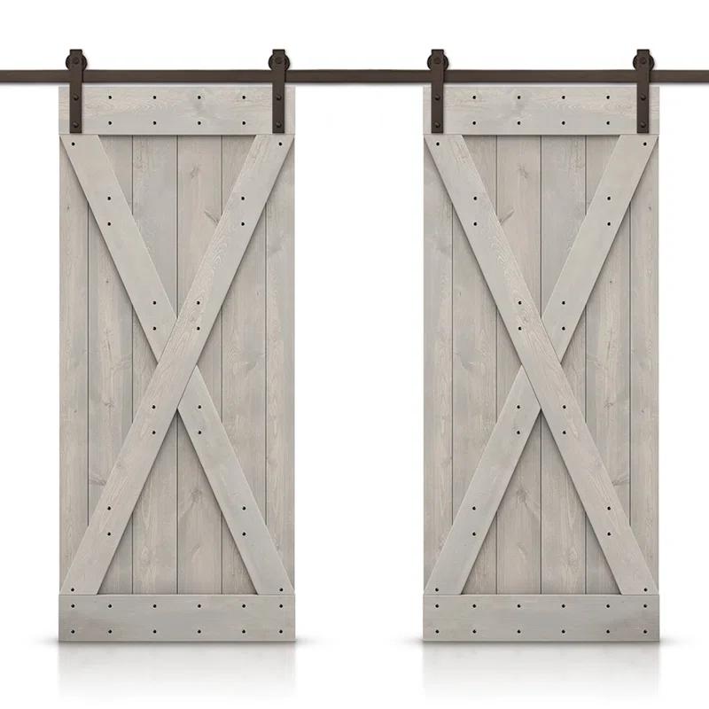 Calhome 84'' Solid Wood Paneled Painted with Installation Hardware Kit Barn Door