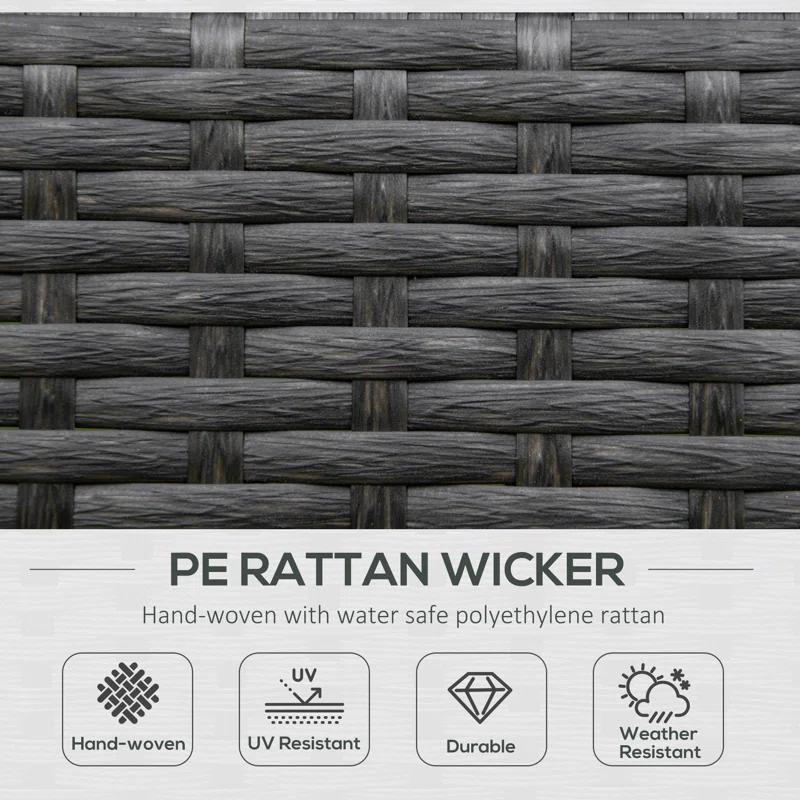 Mercer41 Outsunny Outdoor Wicker Rocking Chair with Padded Cushions, Aluminum Furniture Rattan Porch Rocker