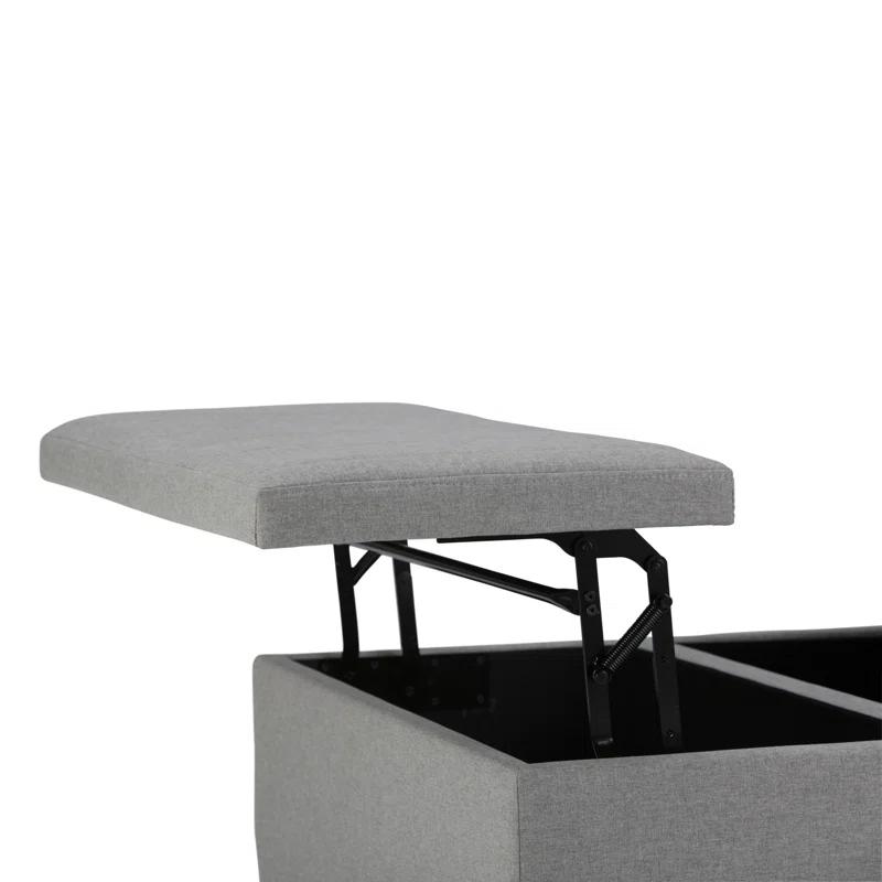 Simpli Home Ellis 36"W Upholstered Square Coffee Table Storage Ottoman with Split Lift Top & Reviews | Wayfair