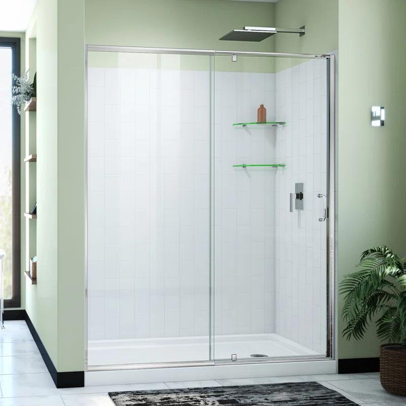 DreamLine Flex 60" W x 34" D x 78" H Semi-Frameless Square Tub Enclosure with Fixed Panel and Base Included D2226034XXR0001