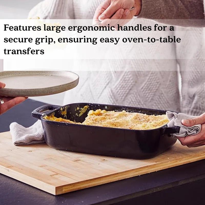 Alva Alva Nori Enameled Cast Iron Dutch Oven Dish Roasting Pan Rectangular Nonstick Stove-to-Table Enamel Coated Pot, Non Toxic, Compatible with All Stovetops, Oven Safe & Induction Safe