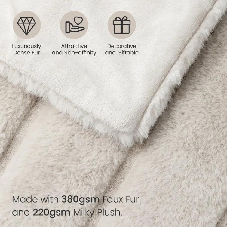 Cozy Bliss Soft Faux Fur Throw Blanket Plush Winter Blanket