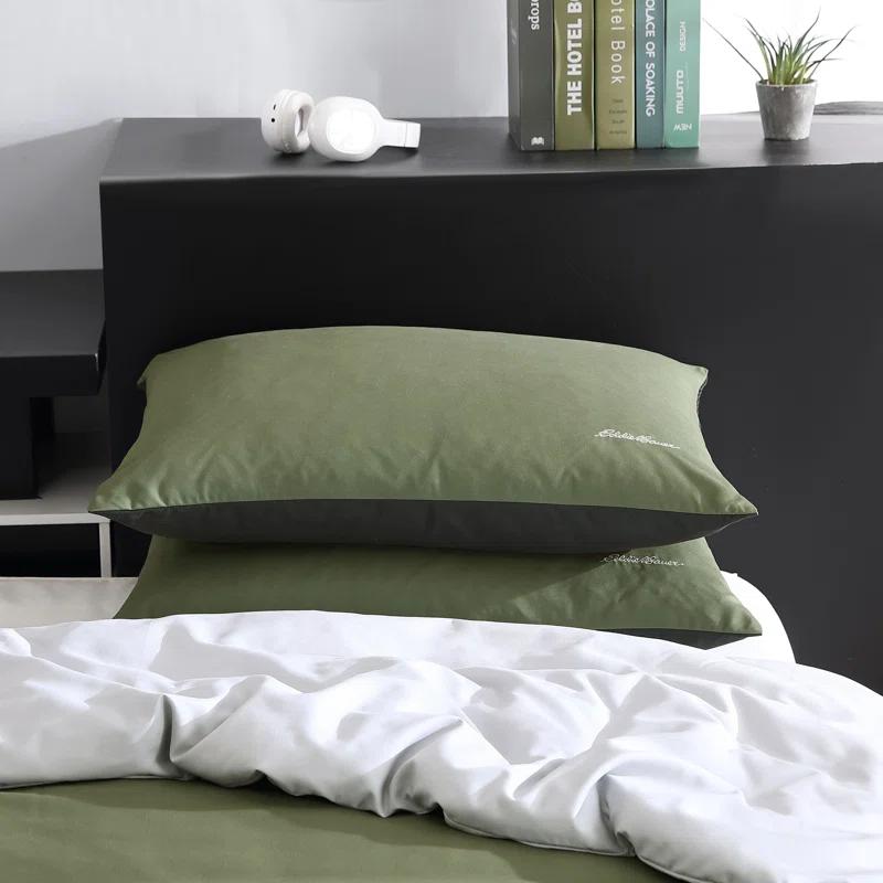 Eddie Bauer Skyline Stripe Reversible Green Duvet Cover Set