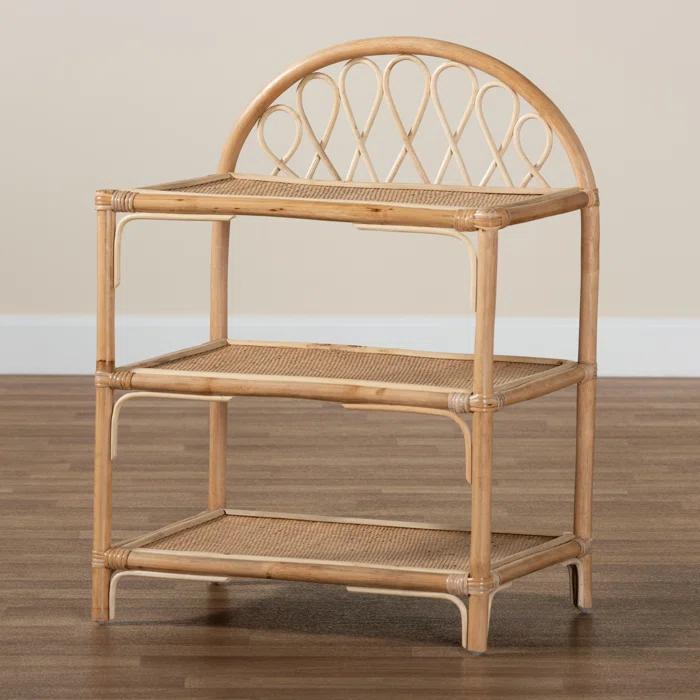 Bayou Breeze Redell Modern Bohemian Rattan 3-Tier Display Shelf