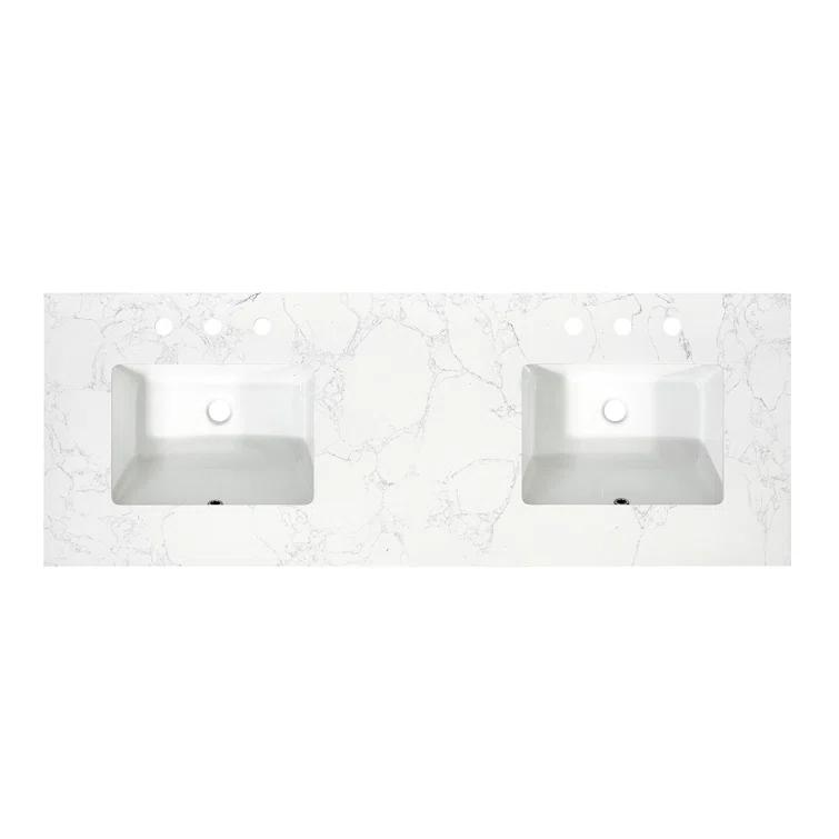 Altair Ceres 61" Engineered Stone Double Bathroom Vanity Top with Sink