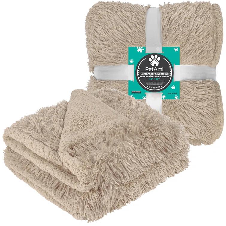 PetAmi Faux Fur Sherpa Pet Blanket